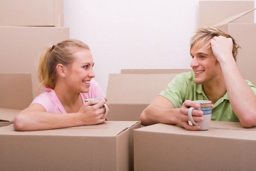 Packed boxes and furniture ready for a flat move in Wandsworth