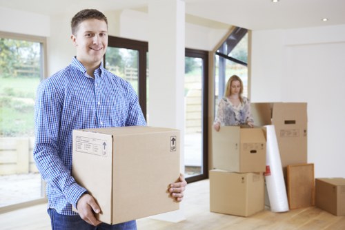 Professional van loading scene with insured moving service