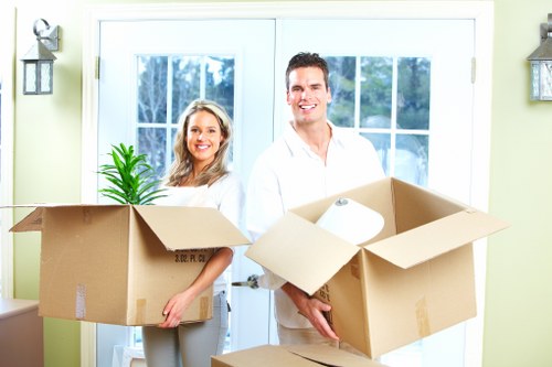 Careful loading of office items for a local move