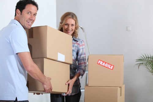 Packed boxes and furniture ready for a flat move in South West London