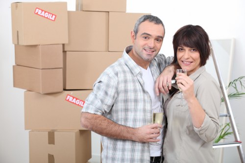 Professional van moving service following safety procedures
